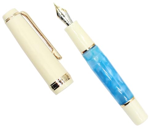 Stylo plume mini de poche Gullor avec attributs dorés en acrylique bleu clair