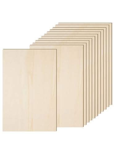 12 Pack 12 x 16 x 1/4 Inch-6mm Thick Basswood Sheets for Crafts Unfinished Plywood Boards Square Crafts Wood Sheets for DIY Laser Project Wood Burning Engraving Staining Architectural Model