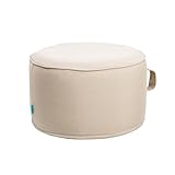 QILLOWAY Inflatable Outdoor Ottoman for Patio, Waterproof Round Pouf, Inflatable Foot Rest, Outdoor Footstool for Poolside, Garden，Camping,Beige,Sand,Camel