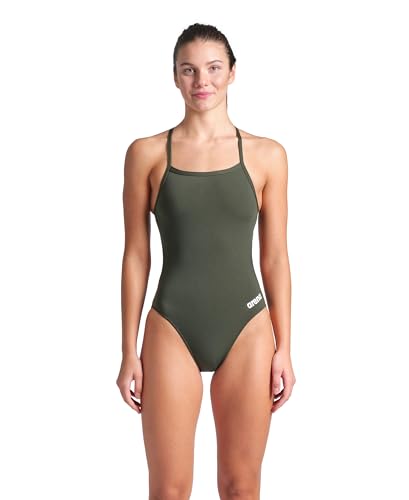 arena Solid Challenge Team Maillot Entier Femme, Maillot Sportif à Séchage Rapide en Tissu MaxLife Éco Résistant au Chlore avec Protection UV et Doublure à l’Avant