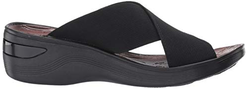 Bzees Women's Desire Slides Sandal, Black Stretch Fabric, 8 M Us #TOP5