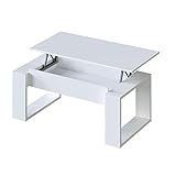 Mesa de Centro elevable, Mesita para Salon, Mesa Auxiliar, Modelo Nova, Acabado en Color Blanco Artik, Medidas: 105 cm (Largo) x 55 cm (Ancho) x 45-54 cm (Fondo)