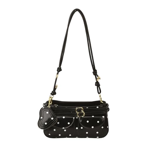 [ZYMENGXZI] Contemporary Wear Resistant PU Leather Crossbody Bag with Dot Styles Multi Pockets Organizers for Everyday Activitie