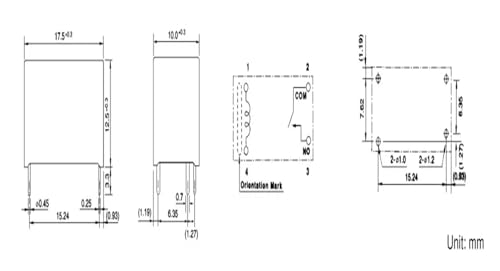 Relais électromécanique W11-1A3SL DC12V 5A mini boîtier 4 pins - 2