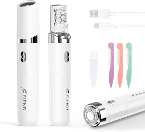 Facial Hair Remover for Women, 2-in-1 Epilator for Women with LED Light USB Rechargeable Portable Electric Epilators Painless Lady Shavers for Face, Lip, Chin, Leg, Arms, Bikini (White)