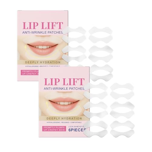 Lot de 6 patchs anti-rides en silicone pour les lèvres - Motif ligne souriante et zone Li-p (2 boîtes)