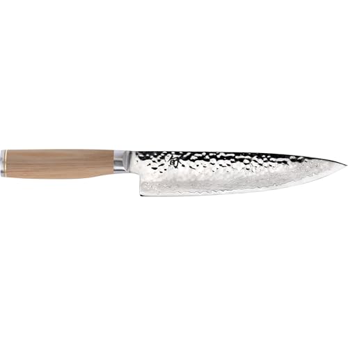 Shun Premier Blonde 8" Chef's Knife, Handcrafted Japanese Kitchen Knife for Professional and Home Chefs, VG-MAX Core with Damascus Stainless Steel Cladding, Pakkawood Handle