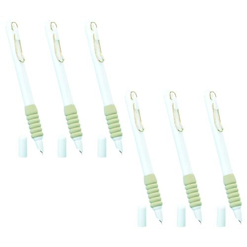 6pcs子供向けのコンバーター付き格納式の噴水ペン学生のプッシュ/プル0.38mmの細かいチップライティング楽器を補充する