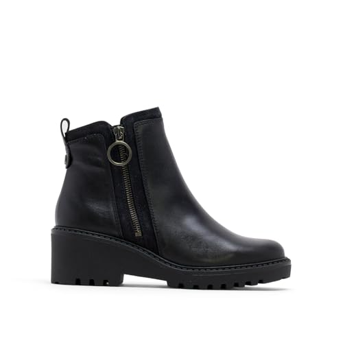 Porronet Botines De Piel con Cuña Y Cremallera Negro Leona
