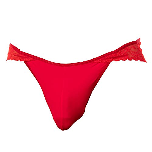 Secret Male Mens Carnation Bikini Underpants Pouch Enhancing Sheer Lace Lingerie Underwear