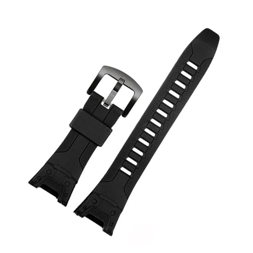 [^ubg] 26mm Black Silicone Watchband Compatible With Casio PROTREK Series PRG-110Y/PRW-1300Y PRG-130Y/PRW-1500Y Sports Bracelet