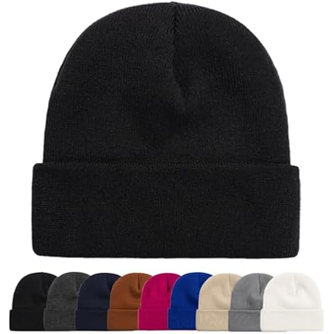 LPMOERA Womens Knit Beanie Hat Men Winter Hat Unisex Adult Knit Beanies Stretchy Ski Cap Soft Warm Cuffed Beanie Knitted Skull Cap Black One Size Cover