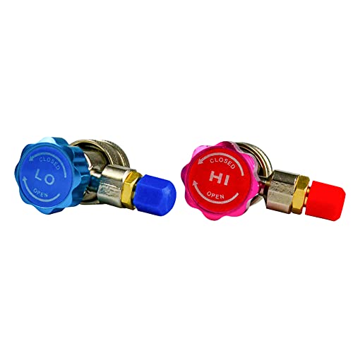 Image of R134a Quick Coupler Adapters, R134a Manifold Gauge Adapters and Hose Fittings HP and LP Connectors for R134a R410a R22 Car AC System, 1 /4 inch SAE Flares