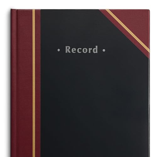 Staples Black Record Book Hardbound 300 Numbered Pages 11-3/4 x 7-1/4 Durable Sewn Binding Notebook for Logs Records & NoteTaking