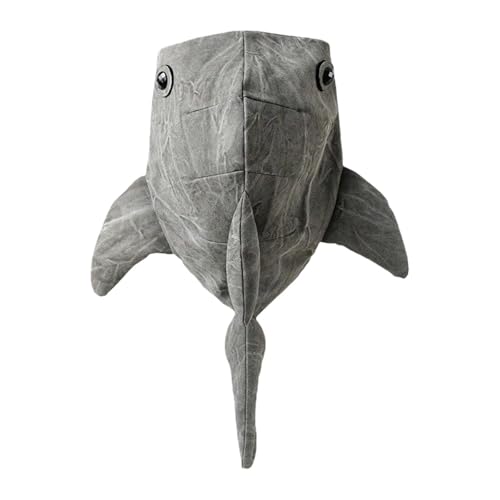 APLVFFZH Mochila de tubarão em lona para uso casual, ideal para todas as idades, Cinza