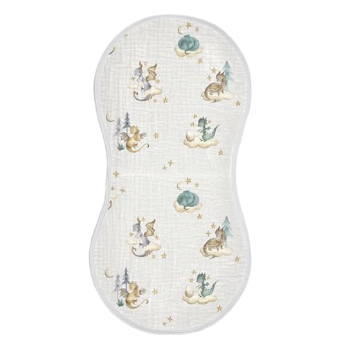 Image of Vvfelixl Baby Burp Cloths Dragon Newborn Cotton Burping Set Washcloths 4 Pack