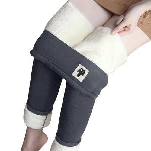 VIED Casual Warm Winter Solid Pants, Winter Fleece Lined Leggings, Warm Leggings for Women (B-Gray,2XL)