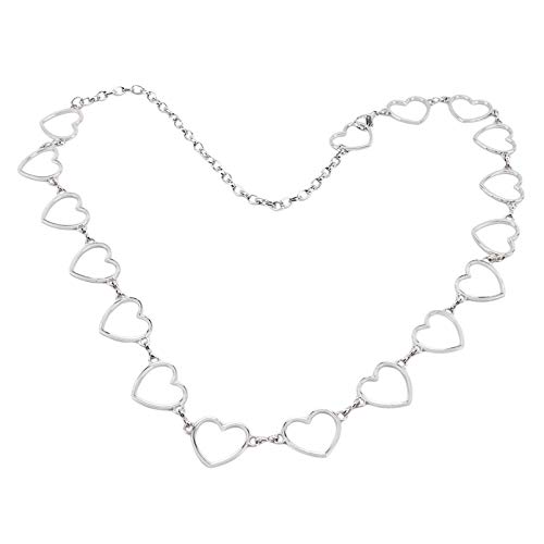 LoveAloe Metal Heart Waist Chain Belt Adjustable Link Chain Belt Body Jewelry for Women Girls,Silver Color
