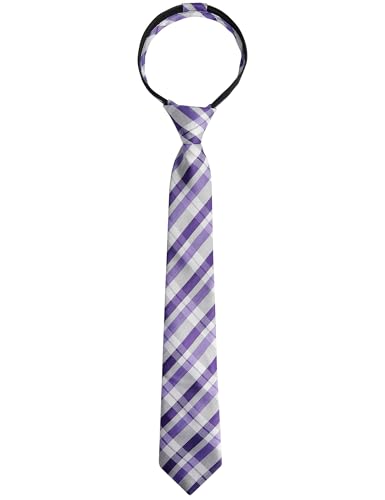 Alizeal Boys 15inch Length Novelty Woven Stripe Neckties for Age 8-14, Purple-3