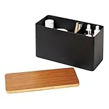 YAMAZAKI Home Rin Countertop Organizer Bathroom Kitchen Counter Organizer Metal Toiletries Holder - Steel + Wood