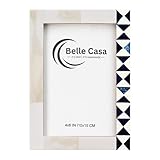 Belle Casa 4x6 Inch Photo Picture Frame Indigo Moorish Quatrefoil Handmade Chic Boho Table-top Wall Mount Frame - Blue