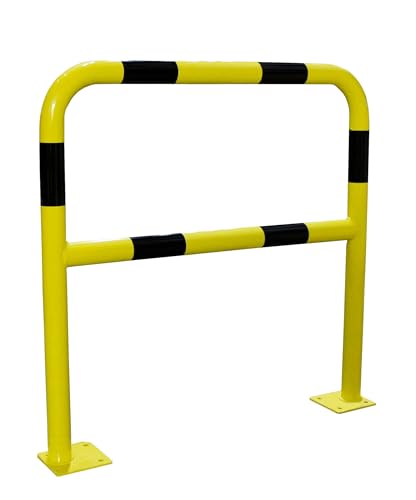Barrière avec platine Ø40-1000x1000 mm - acier galvanisé noir/jaune