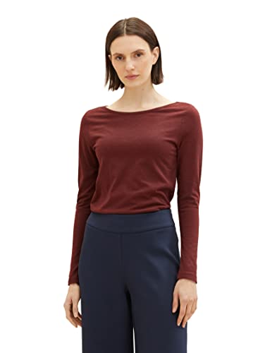 TOM TAILOR Damen 1038922 Basic Langarmshirt, 30337-raisin, M