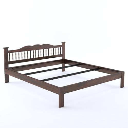Image of AADITYA WOODS Solid Sheesham Wood Queen Bed Cot Without Storage | Wooden Bed for Bedroom | Multipurpose Use Cot Palang Diwan (Walnut q2, Queen) (82x65x34 inch)