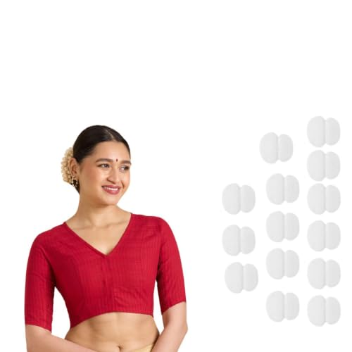 Image of Studio Shringaar Women Cotton Half Sleeve Madras Checks Saree Blouse with Stretchable Sides