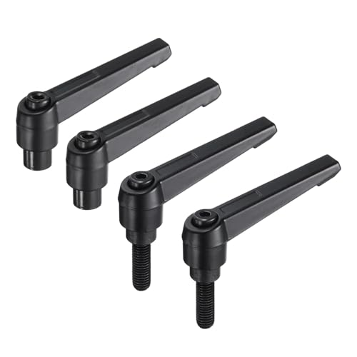 Image of uxcell 4pcs Clamping Lever Adjustable Handle Set Metric M8 x 25mm Male & M8 Female Thread Level Handles Hand Stud Knobs Quick Release Black for Lathe Machinery