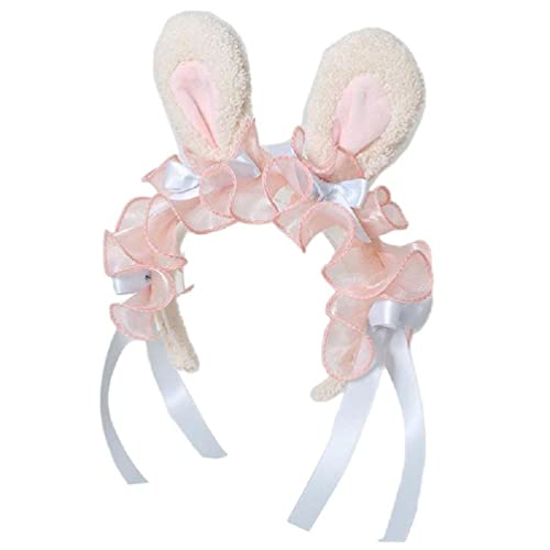 Apooke Stirnband Bunny Rabbit Hair Hoop Kaninchen Ohr Stirnband für Frauen Mädchen Kopfbedeckung Plüsch Haarbänder Schleifen Dekor Kopfbedeckung Cover