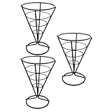 BESPORTBLE Soporte para Papas Fritas Negro de Acero Inoxidable Juego de 3 Piezas Cesta Cónica para Servir Snacks y Aperitivos Restaurantes Bares y Eventos