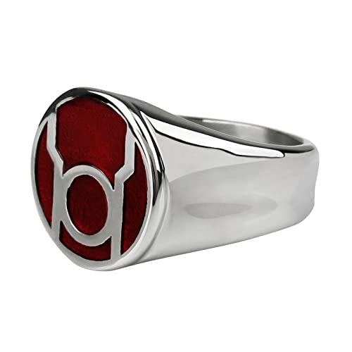 Red Lantern Symbol Stainless Steel Ring (Size 8)