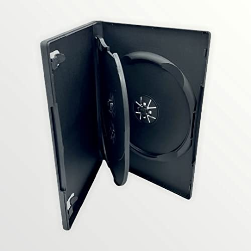 Amaray Juego de 10 Cajas de 3 Discos para CD, DVD, BLU Ray, 3 Unidades, para 3 Discos de Cualquier Formato, Lomo de 14 mm y Funda Exterior para Incrustaciones de Obras de Arte.