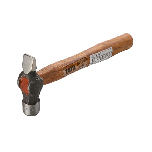 Image of TATA AGRICO- Cross Pein Hammers Drop Forged Steel, Seasoned Wood Handle, | Home & Industrial Use, Garage| 200 Gms /Set Of 1Pcs-Brown And Gray