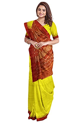 Image of Odisha Sambalpuri Handloom Ikat Women's Cotton Saree, Odisha Handloom Handmade Pure Cotton Khandua Saree, Ikkat Orissa Traditional Handloom Saree Without Blouse