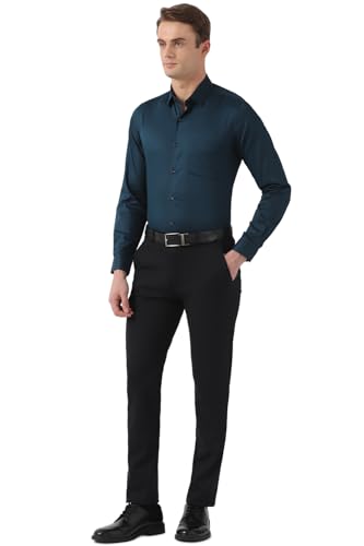 Image of Peter England Men 100% Cotton Premium Solid Slim Fit Full Sleeve Party Shirt