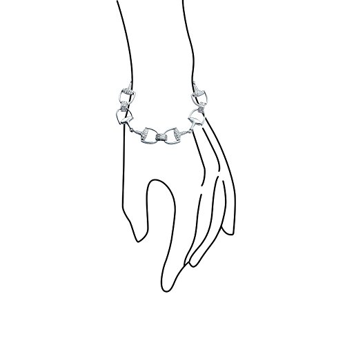 Bling Jewelry Horse Snaffle Bits Equestrian Link Bracelet For Women Cow Gift Cubic Zirconia Cz Pave .925 Sterling Silver #TOP2