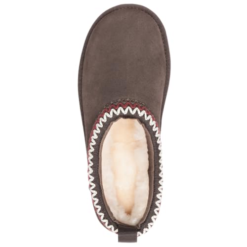 Image of Women's Genuine Shearling Slippers Suede Warm Indoor Outdoor Shoes Rubber Sole
