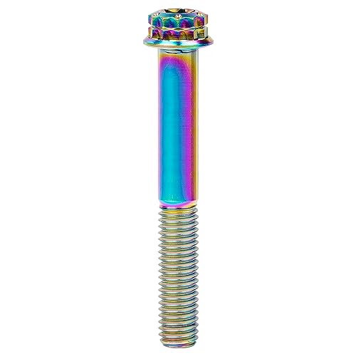 Image of Titanium Flange 12 Point Head M8 x15 20 25 30 35 40 45 50 55 60 65 80mm Screw Bolt Pack of 4 (Rainbow, M8x80mm)