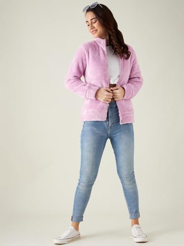 Image of Modeve Women Solid Full Sleeve Fur Standard Length Jacket For Winter
