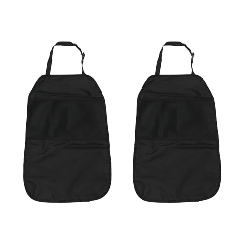 KVBUCC 2PCS Minimalist Black Car Seat Protector with Storage, Kick Protection, Dustproof, Organizational