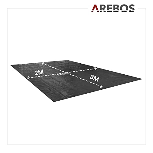 Arebos Pool Solarabdeckplane eckig 3 x 2 m Schwarz | Solarplane Stärke 120 µm | Solarfolie zuschneidbar | Poolheizung Wassererwärmung Wärmeplane