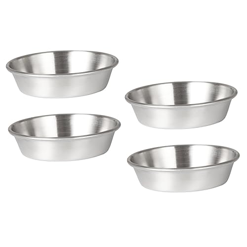 Unomor 4pcs Stainless Steel Seasoning Dish Serving Bowls Small Condiment Bowls Dipping Dish Soy Dishes Small Tray for Kitchen Food Serving Plates Dipping Bowls Sauce Bowls Silver