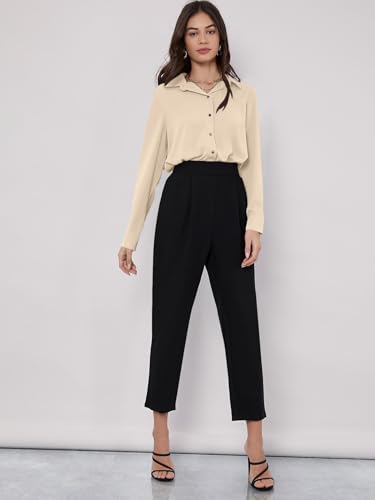 Image of GRECIILOOKS Women's Oversized Fit Rayon Crop Top Shirt | Comfortable Rich Korean Button Down | Workwear Top for Office & Casual Outfit