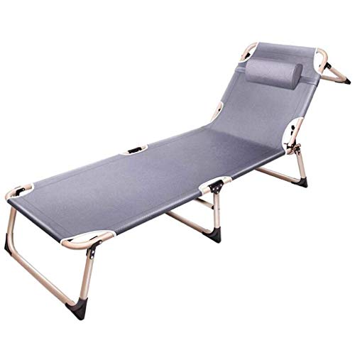 HUYYA lounge chair outdoor Folding, Chaise Lounges Adjustable Sun Lounger Chaise Relaxer with Removable Pillow Support 300kg for Camping Pool Beach,Gray