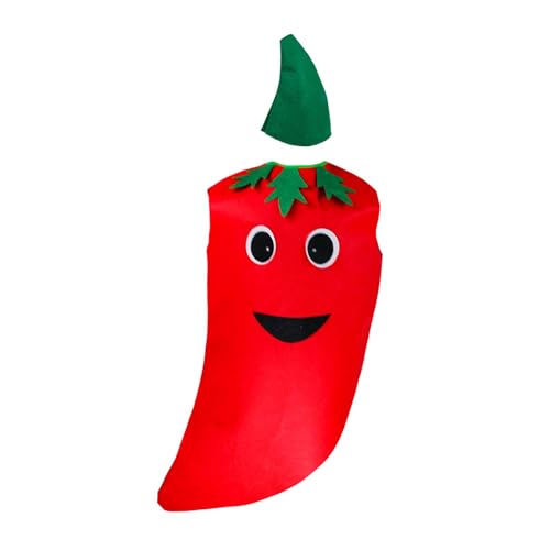 Jiuvaso Déguisements de légumes pour enfants, thème alimentaire amusant, Piment