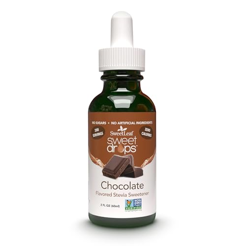 SweetLeaf Sweet Drops- Flavored Stevia Liquid Sweetener, Organic Stevia Extract, Zero Calories, Gluten Free, Keto Friendly, Non GMO, Natural Flavors, Sugar Alternative - Chocolate, 2 Fl Oz (Pack of 1)