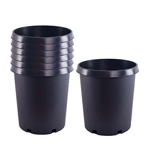 Image of Acdeyaca 6 Gallon Large Plastic Pots for Plants Flowers Trees Garden Outdoor, Heavy Duty Premium Reusable Planter Nursery Pots, 7pcs