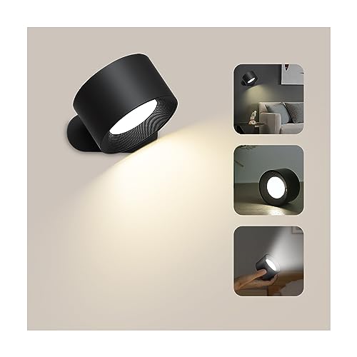 Applique Murale Interieur, Lampe Murale Touch LED avec Port de Charge USB Contrôle Tactile, 3 Niveaux de Luminosité 3 Températures Rotatifs 360° Lampe de...